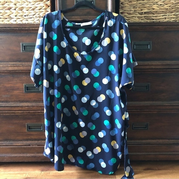 Modcloth Jessy B blue large polka dot tunic blouse in size 2X - Picture 1 of 6